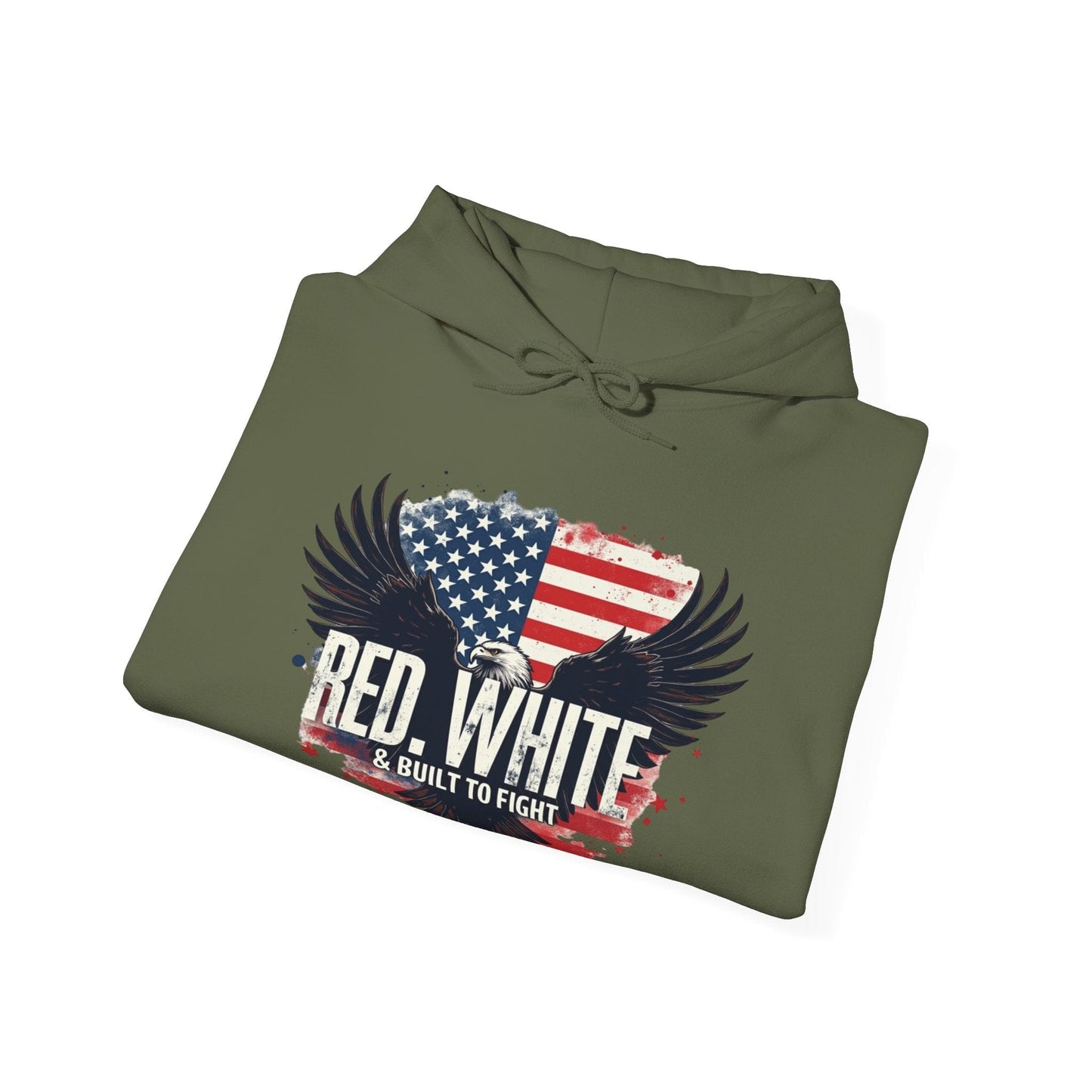 Patriotic Eagle Hoodie - Red, White & Built to Fight