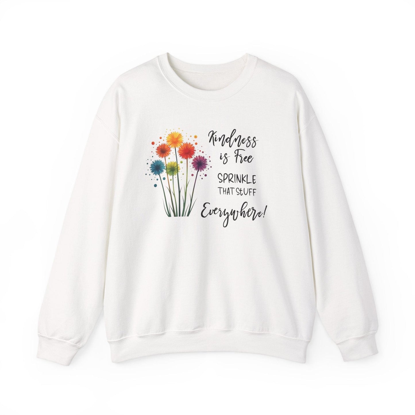 Kindness is Free Crewneck Sweatshirt - Unisex Heavy Blend™ - Colorful Floral Design