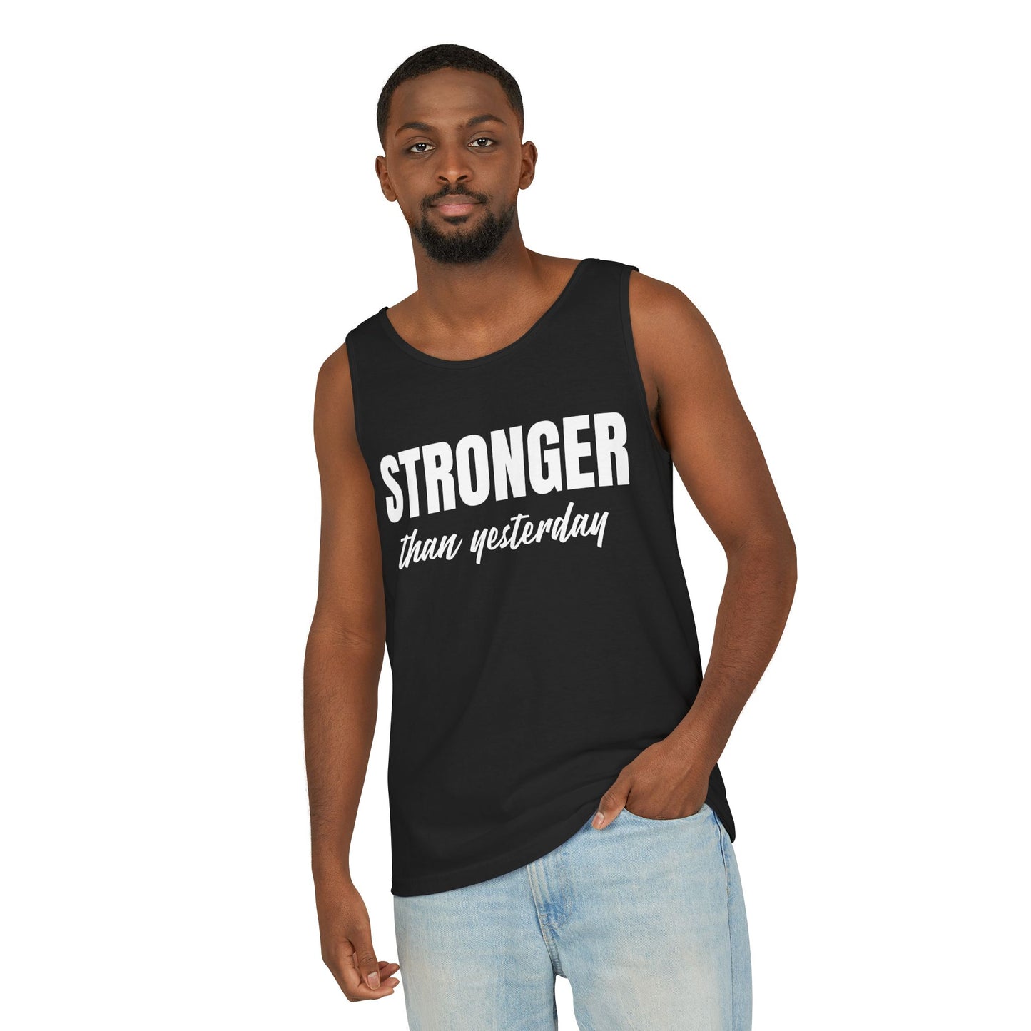 Inspirational Unisex Tank Top - 'Stronger than Yesterday'