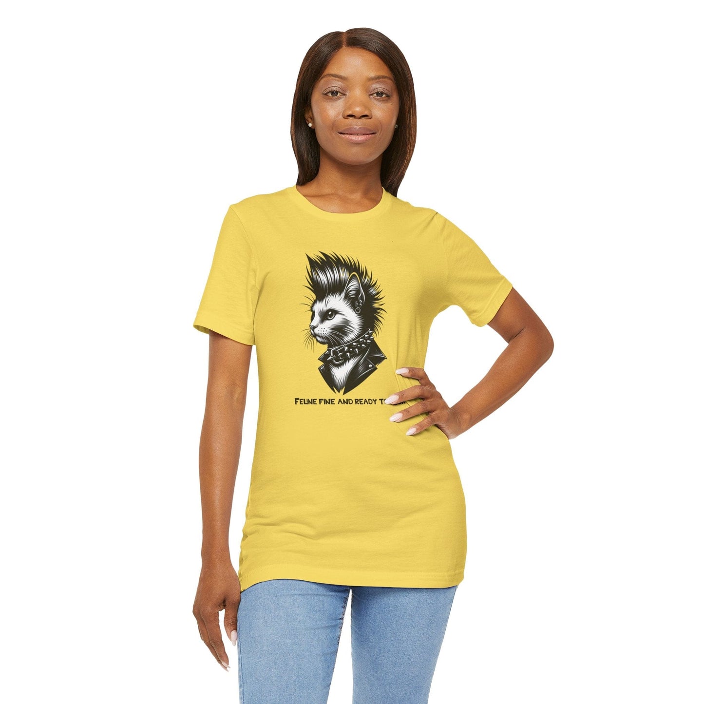 Short Sleeve Tee - Feline Fine Rocker Cat Print