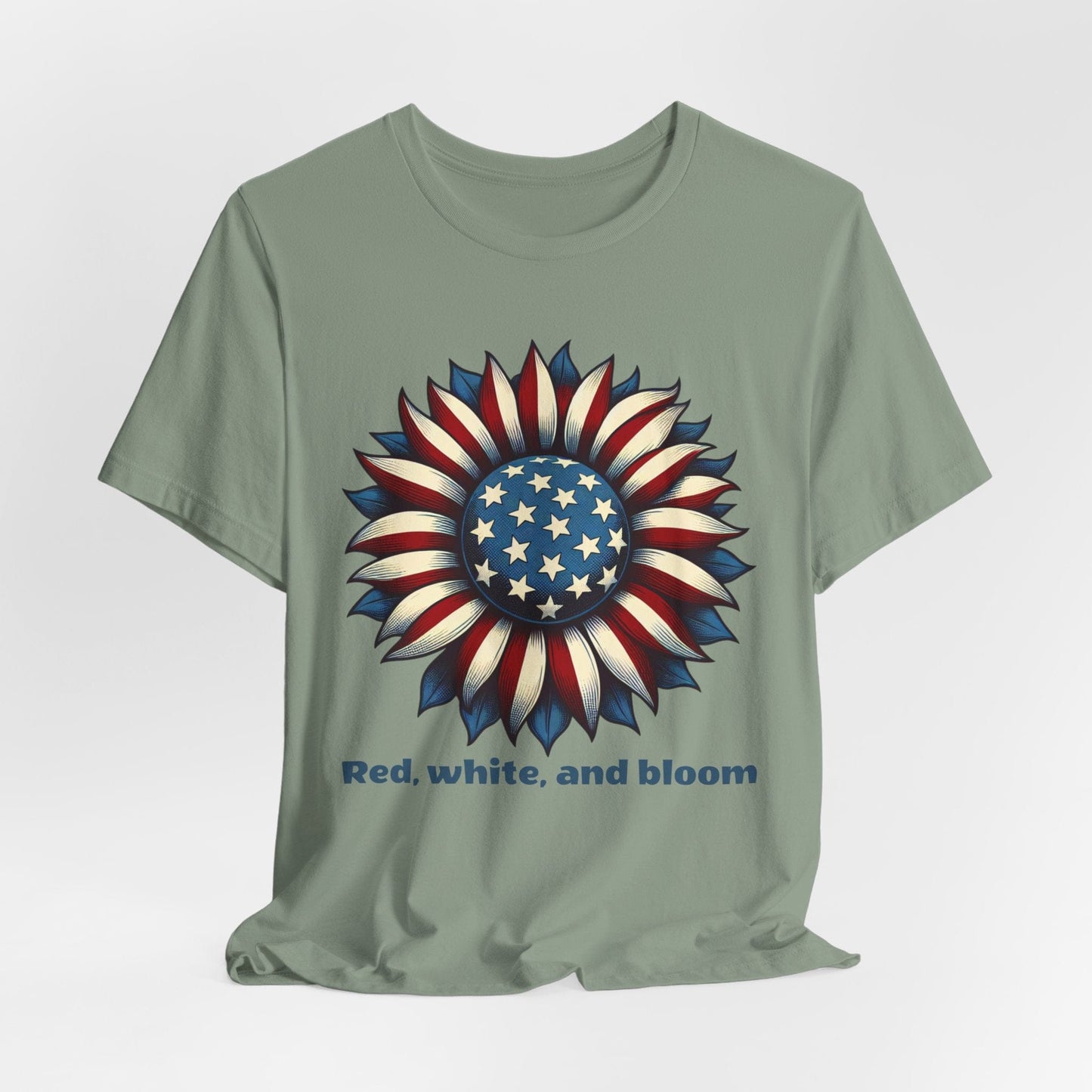 Patriotic Floral Tee - Red, White, and Bloom Unisex Jersey Short Sleeve Shirt