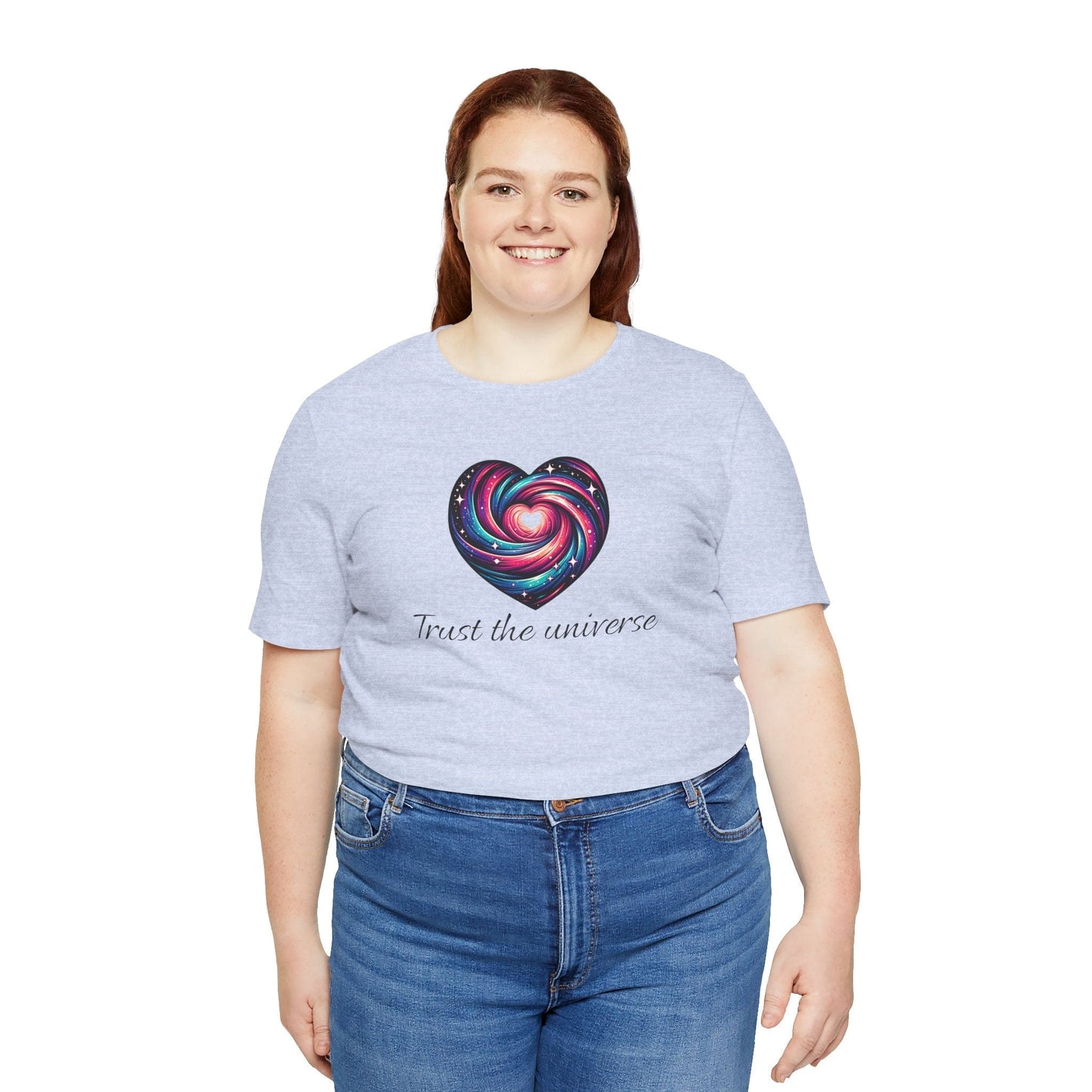 Trust the Universe Unisex Jersey Tee - Inspirational Cosmic Heart Design