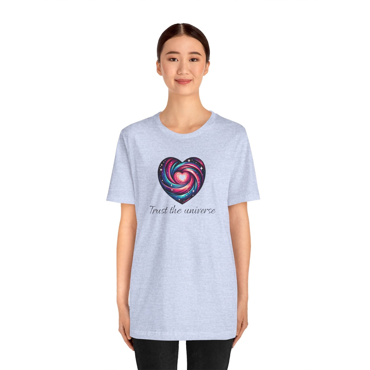 Trust the Universe Unisex Jersey Tee - Inspirational Cosmic Heart Design