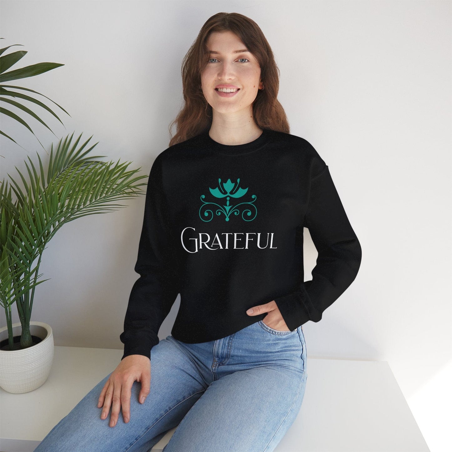 Lotus Crown Relaxed Crewneck Sweatshirt for Comfort and Style