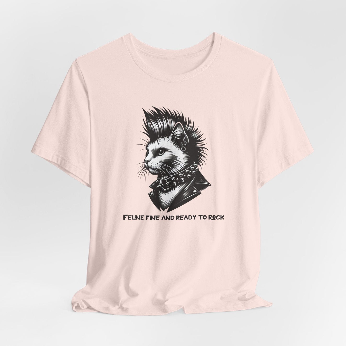 Short Sleeve Tee - Feline Fine Rocker Cat Print