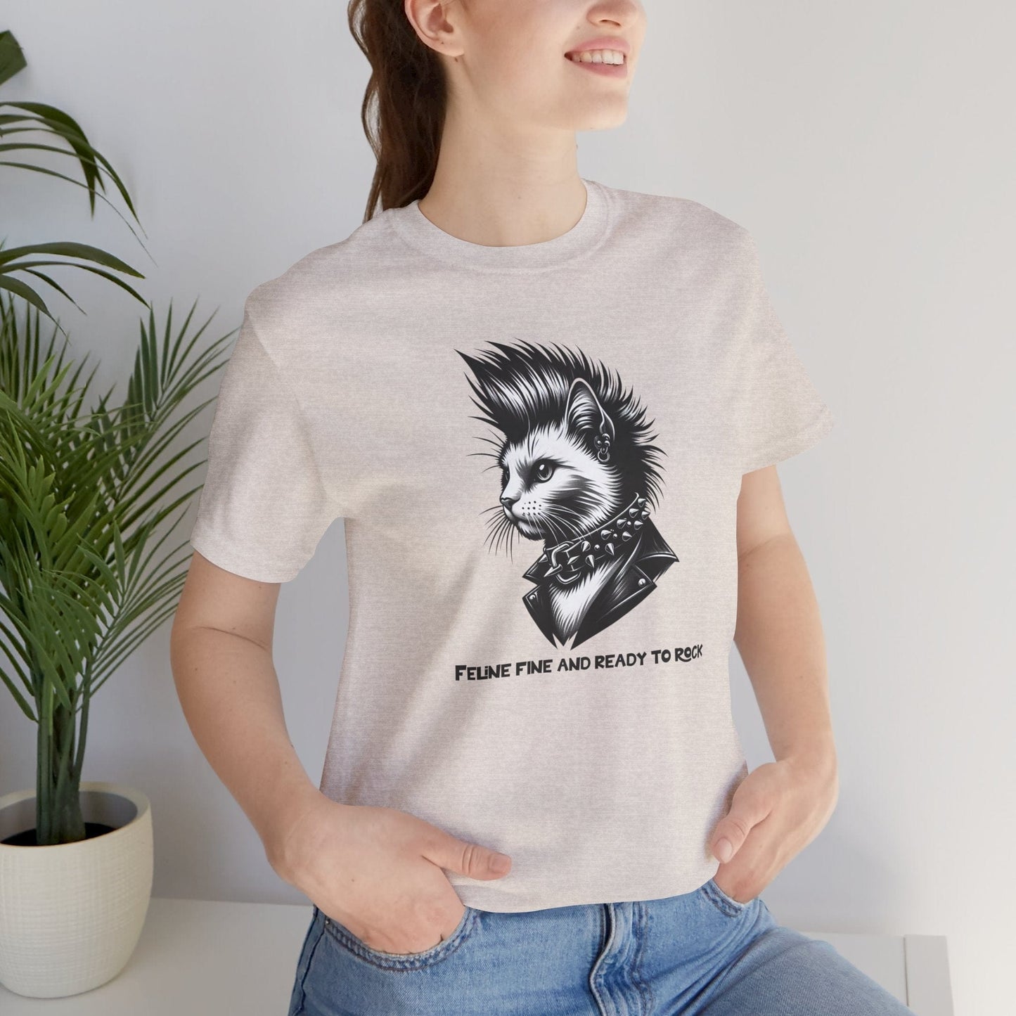 Short Sleeve Tee - Feline Fine Rocker Cat Print