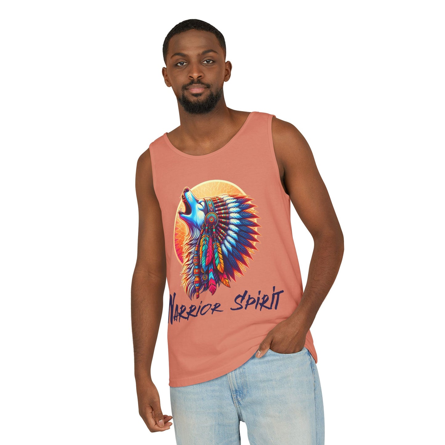 Warrior Spirit Tank Top with Howling Wolf in Headdress