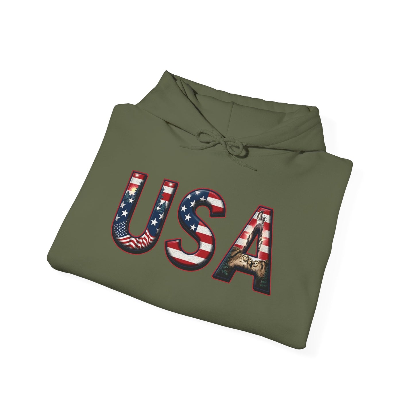 USA Flag Unisex Heavy Blend Hoodie - Perfect for Patriotic Occasions