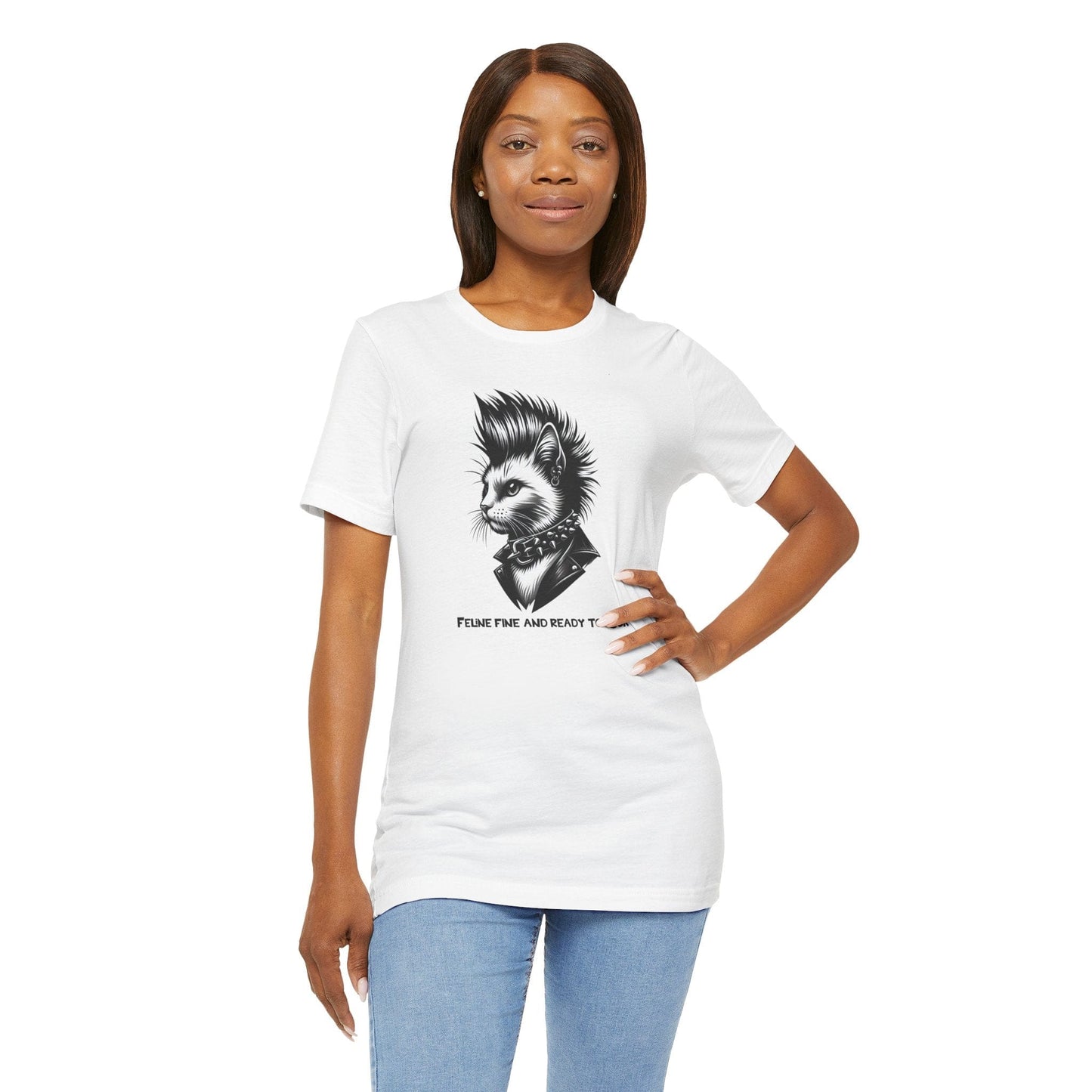 Short Sleeve Tee - Feline Fine Rocker Cat Print