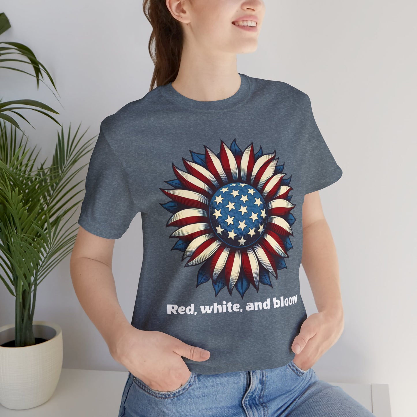 Patriotic Floral Tee - Red, White, and Bloom Unisex Jersey Short Sleeve Shirt