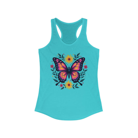 Butterfly Floral Racerback Tank for Women - Perfect for Summer & Yoga