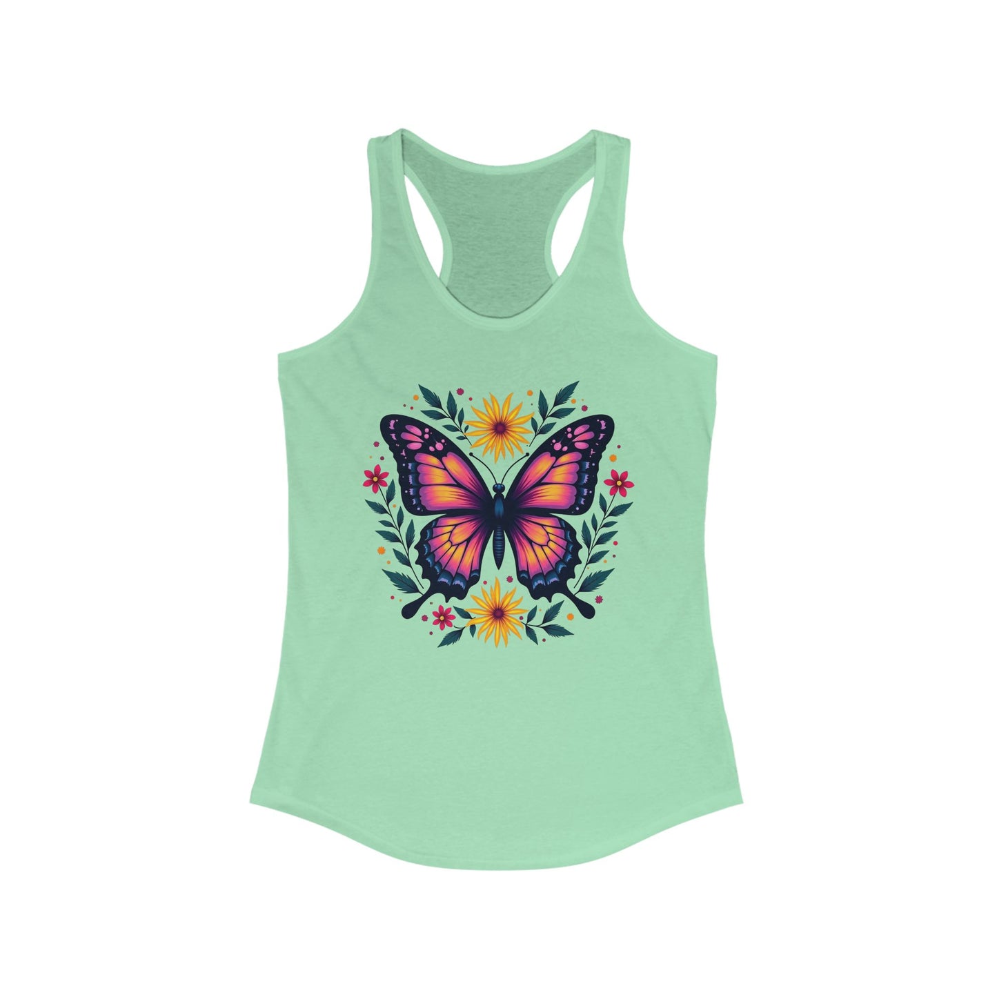 Butterfly Floral Racerback Tank for Women - Perfect for Summer & Yoga