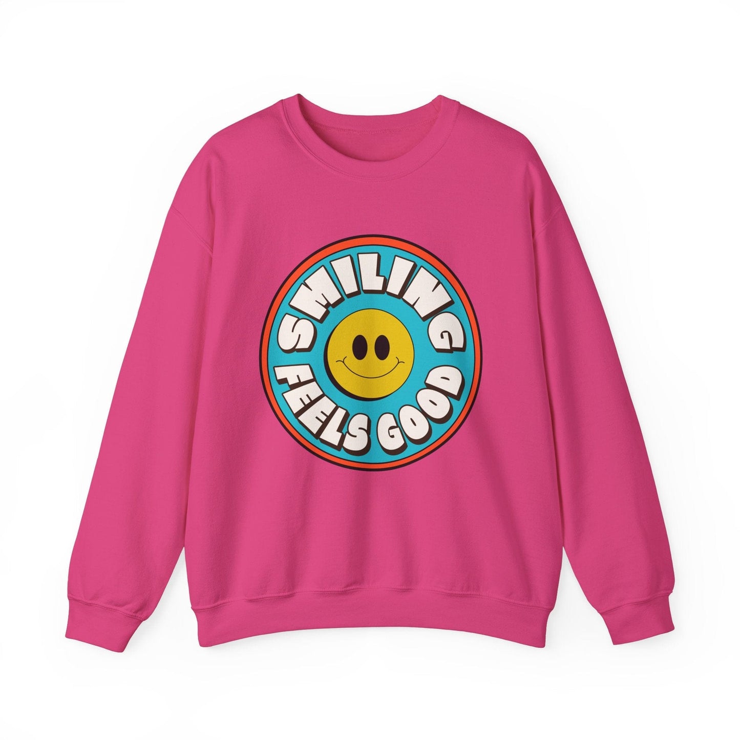 Smiling Feels Good Crewneck Sweatshirt for Positivity Lovers