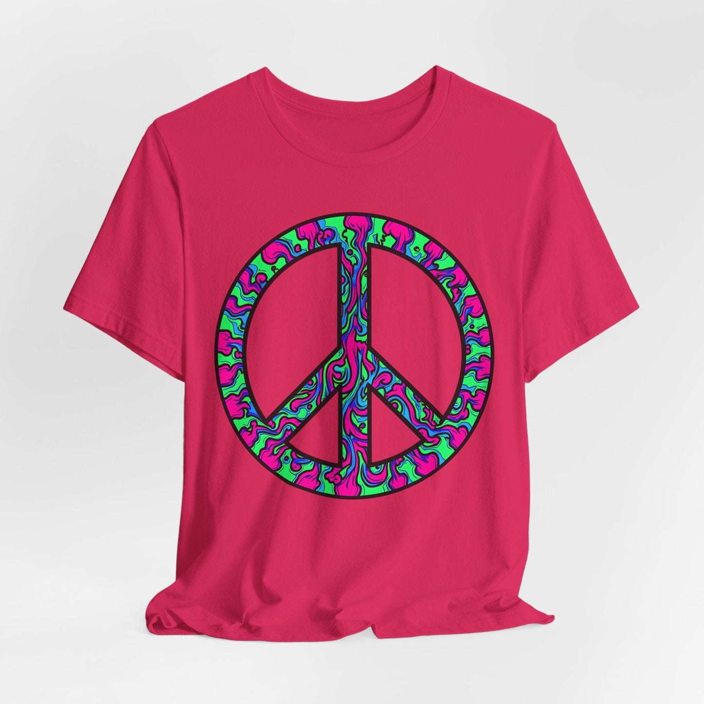 Psychedelic Peace Symbol T-Shirt - Retro Vibe T-Shirt for Festival Lovers