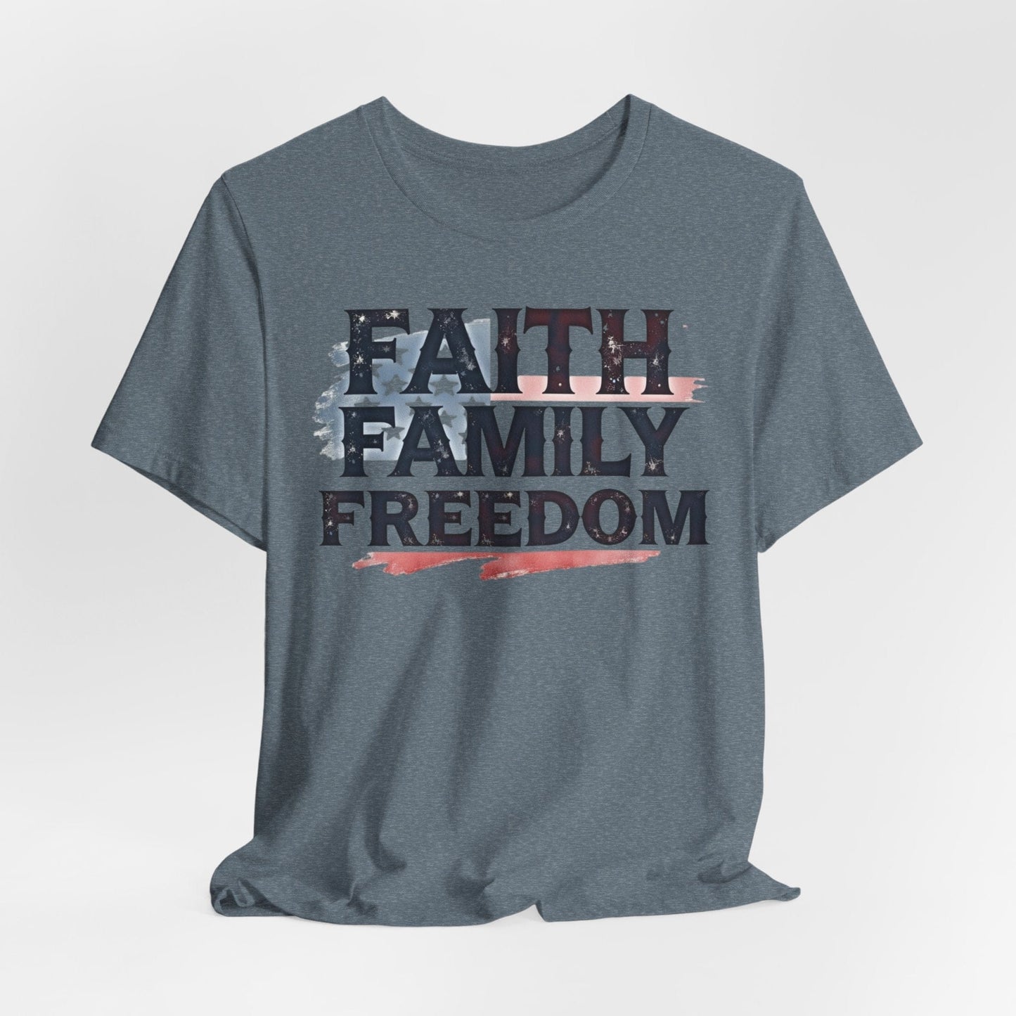 Faith Family Freedom Unisex Tee - USA Flag Graphic Shirt