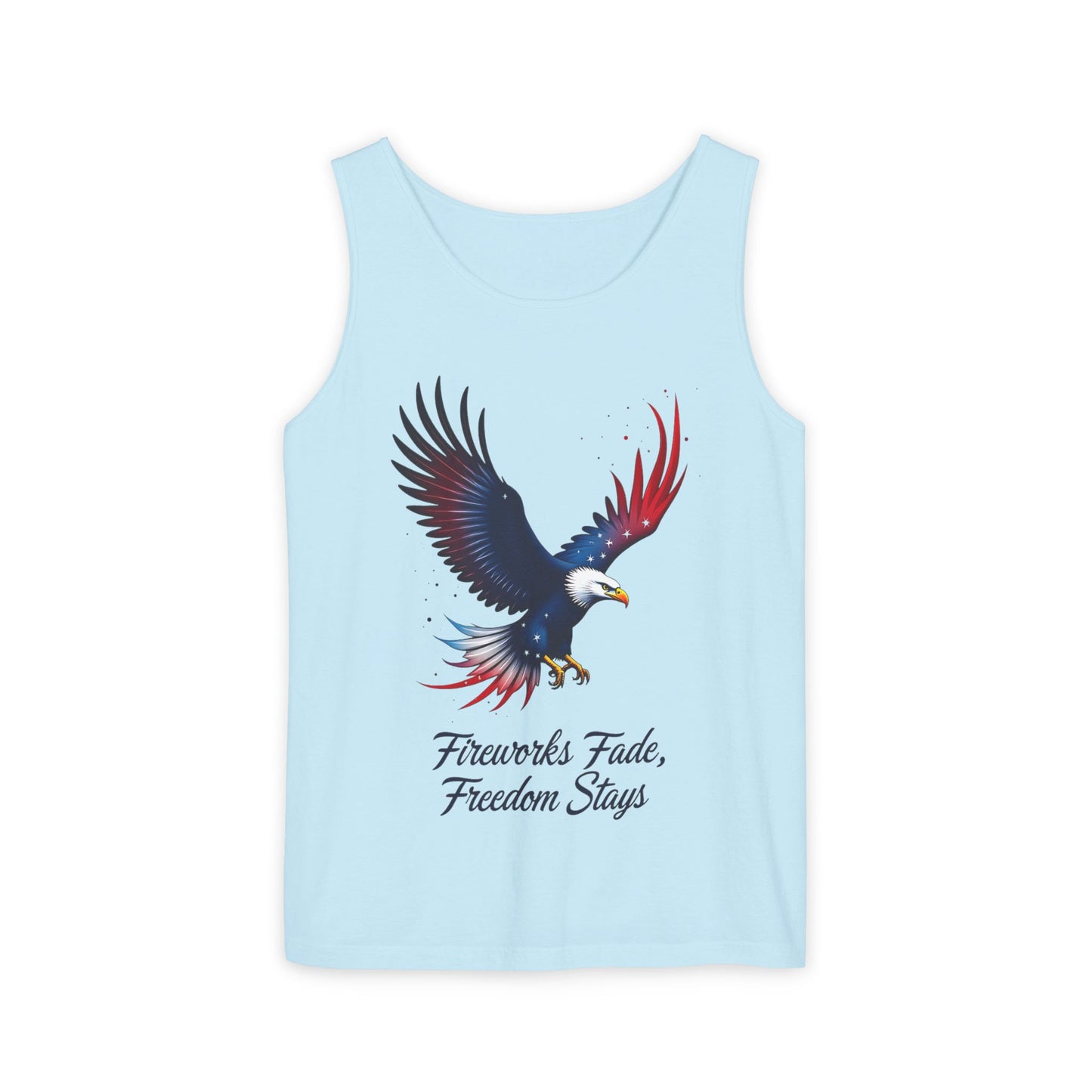 Patriotic Eagle Tank Top – "Fireworks Fade, Freedom Stays"