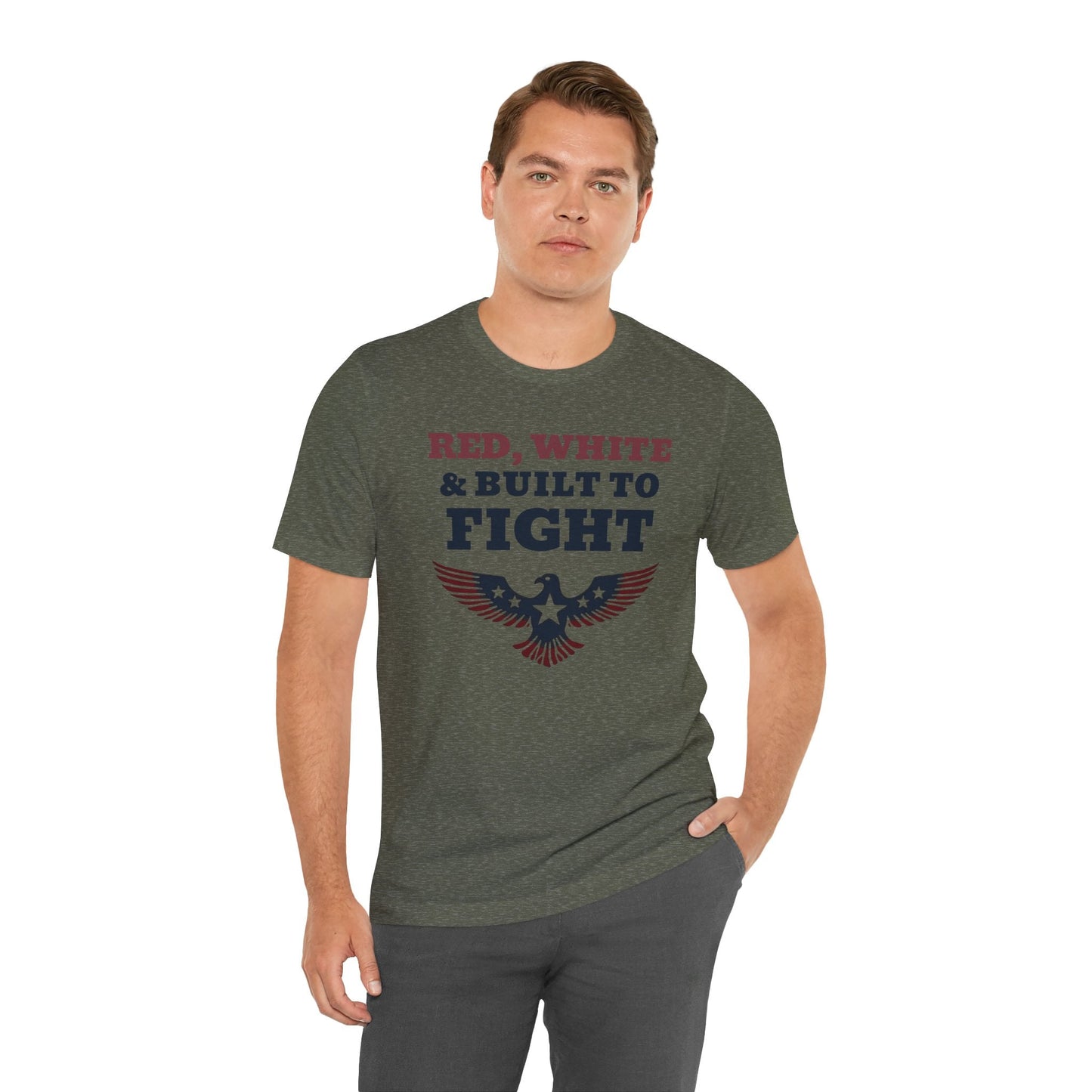 Patriotic Tee: Red White Built to Fight Unisex Jersey Short Sleeve