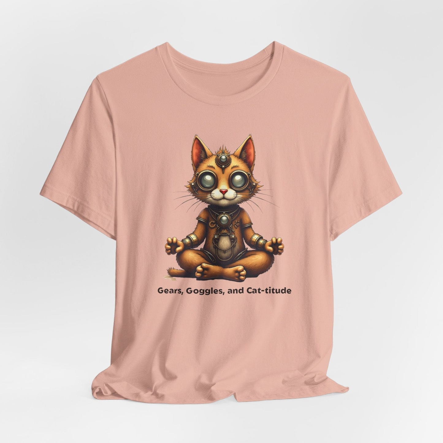 Gears, Goggles, and Cat-titude T-shirt | Cute Cat Meditation
