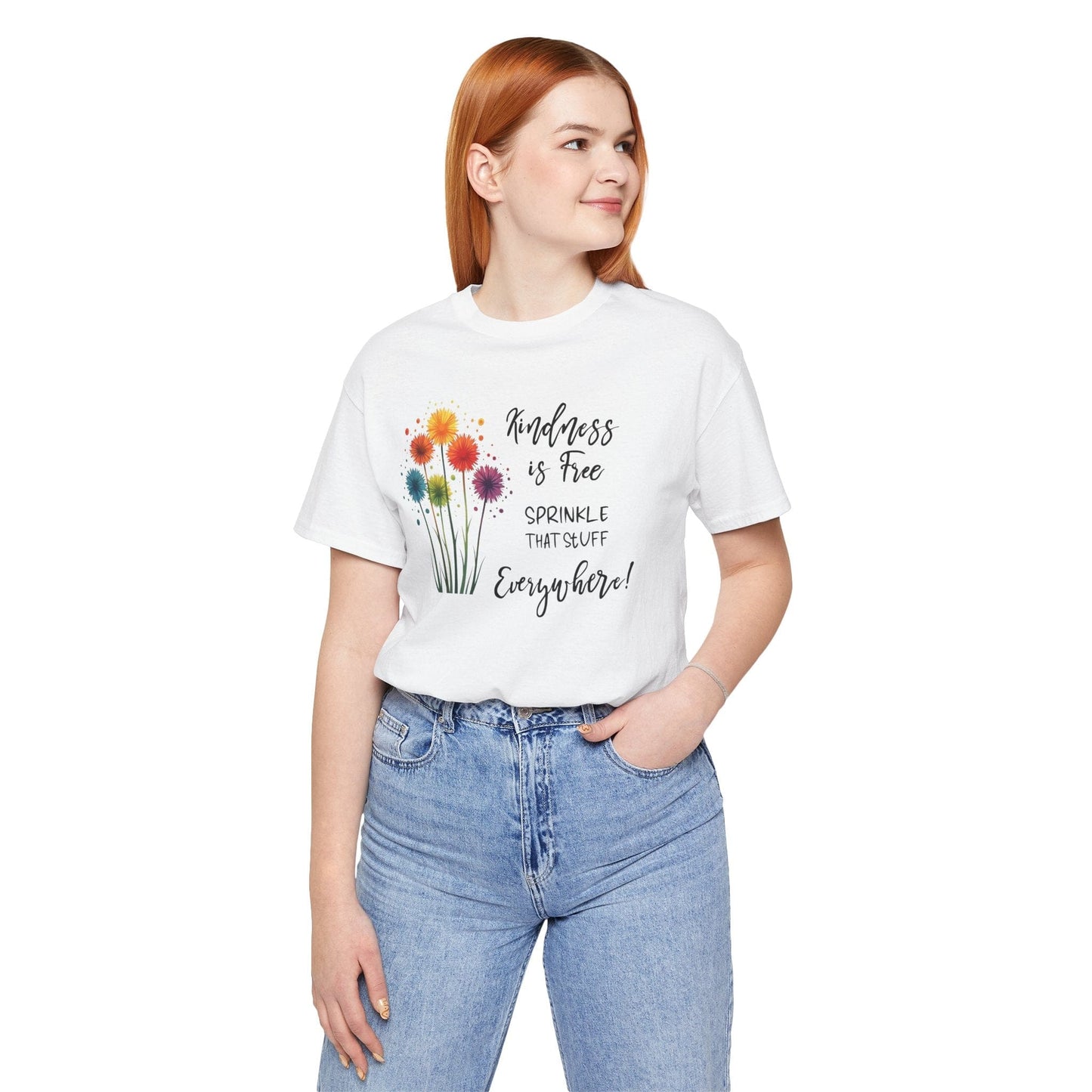 Kindness is Free Floral Tee – Unisex Short Sleeve Shirt for Positive Vibes