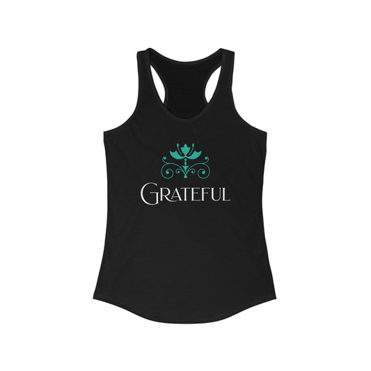 Grateful Women's Ideal Racerback Tank Top | Comfortable & Positive