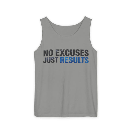 Motivational Unisex Tank Top - "No Excuses Just Results"