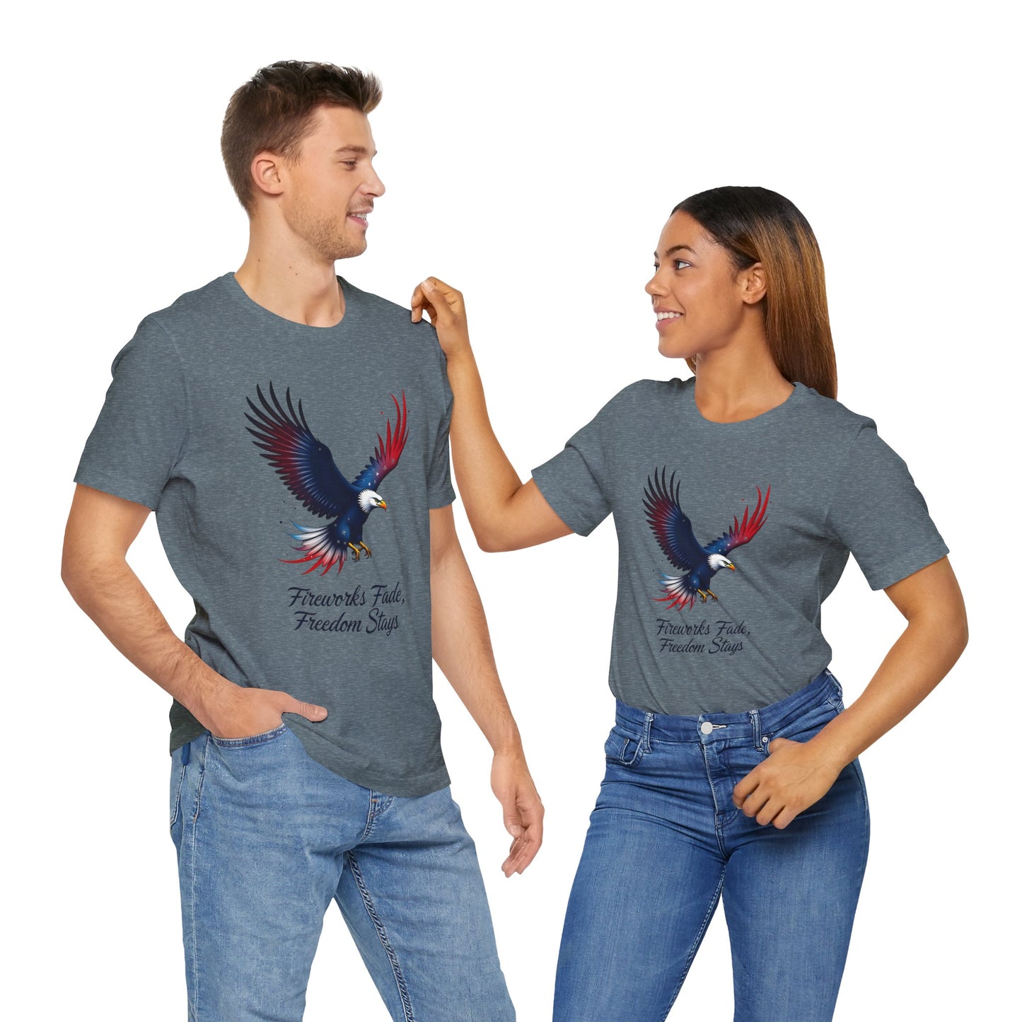 Patriotic Eagle Tee - Fireworks Fade, Freedom Stays