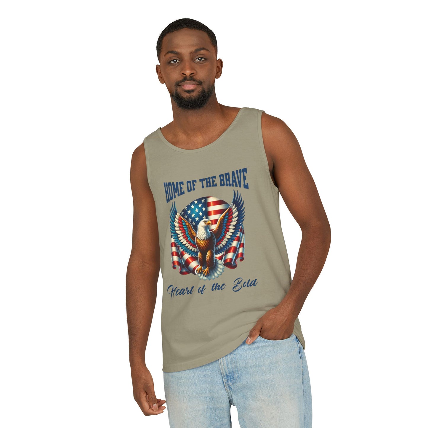 Home of the Brave Unisex Tank Top - Patriotic Eagle Design