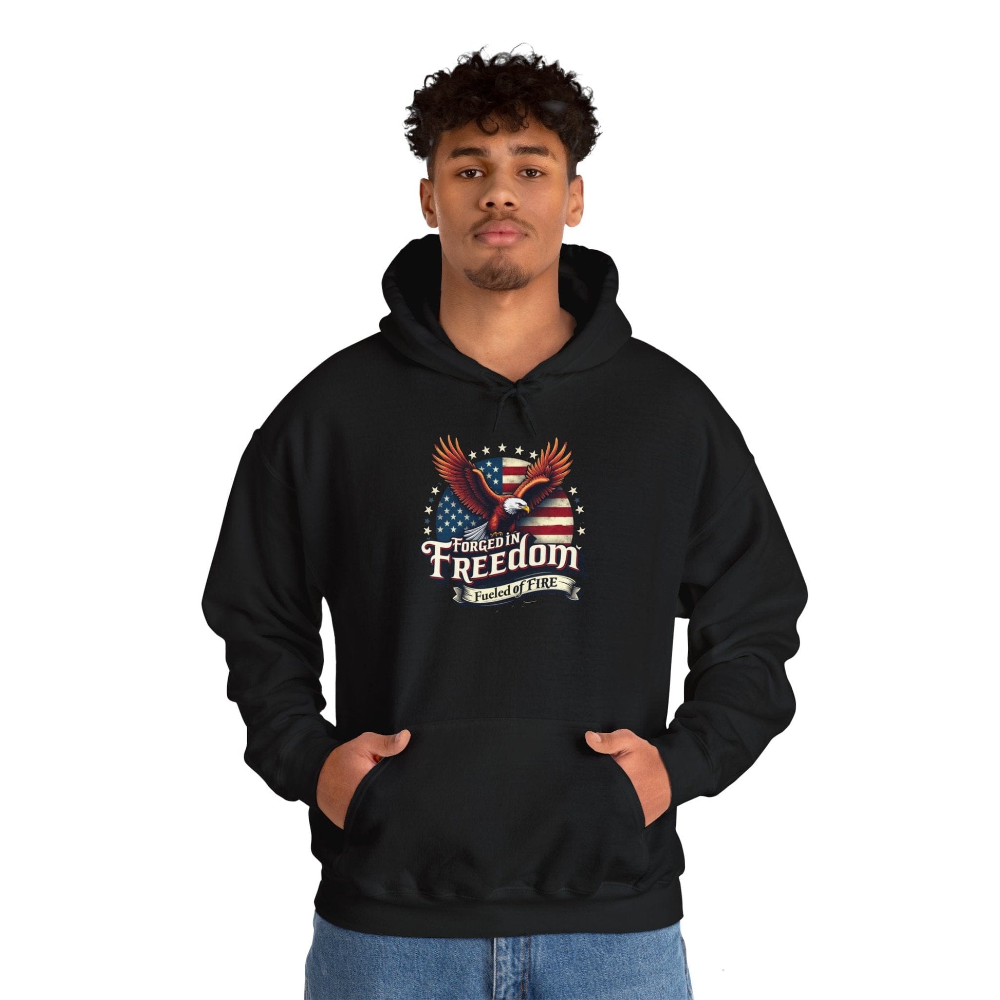 Patriotic Eagle Hooded Sweatshirt | Forged in Freedom | Comfortable & Bold