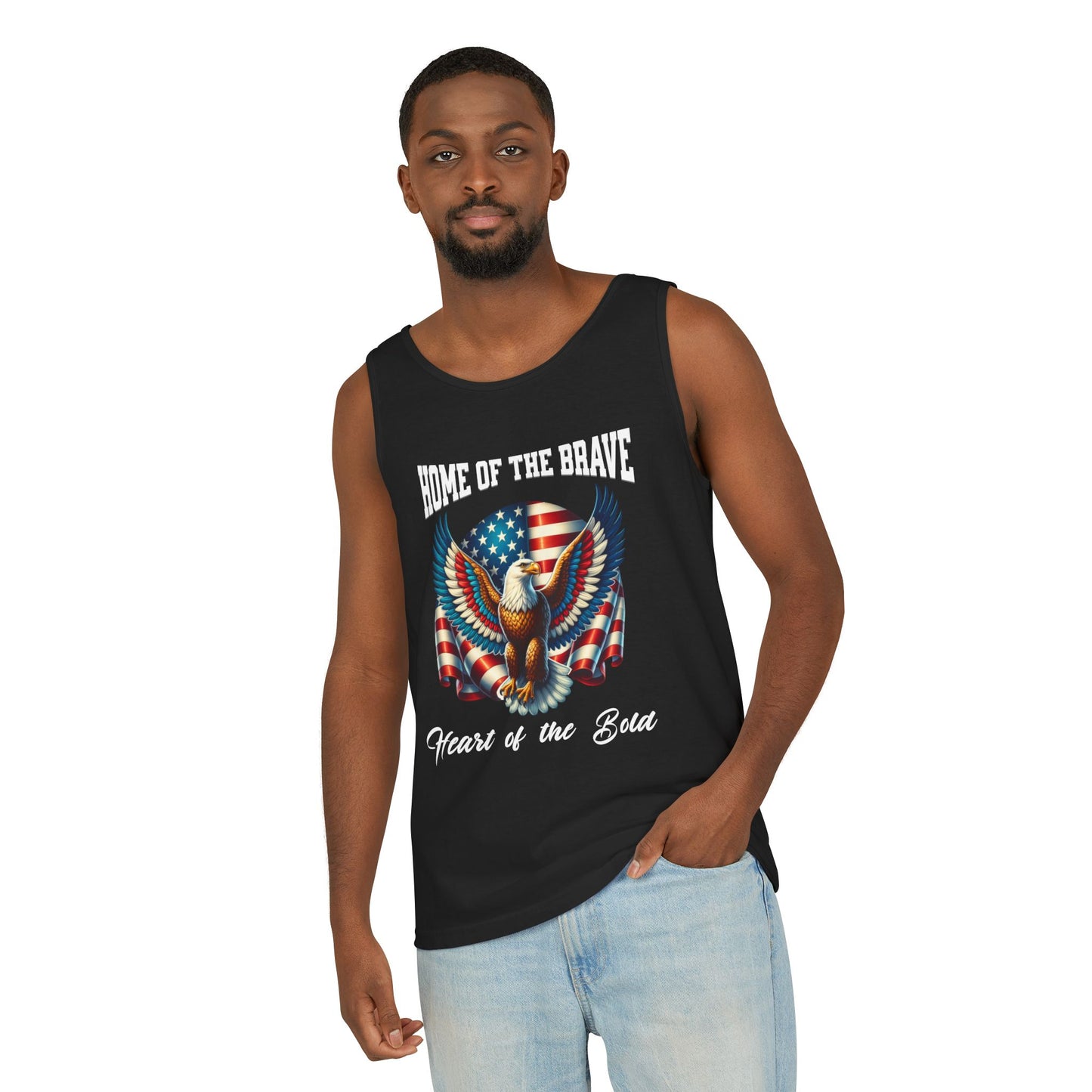 Home of the Brave Unisex Tank Top - Patriotic Eagle Design