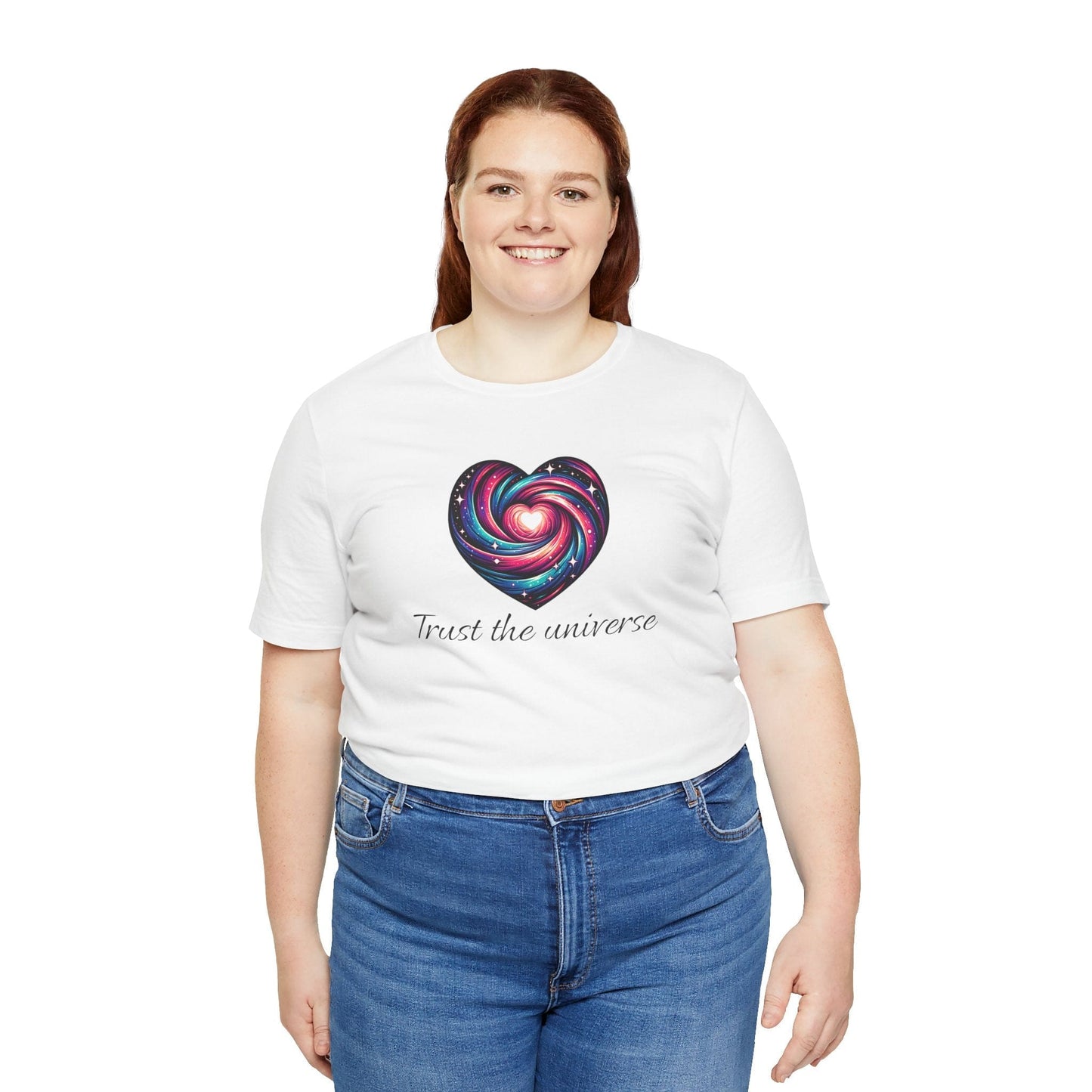Trust the Universe Unisex Jersey Tee - Inspirational Cosmic Heart Design