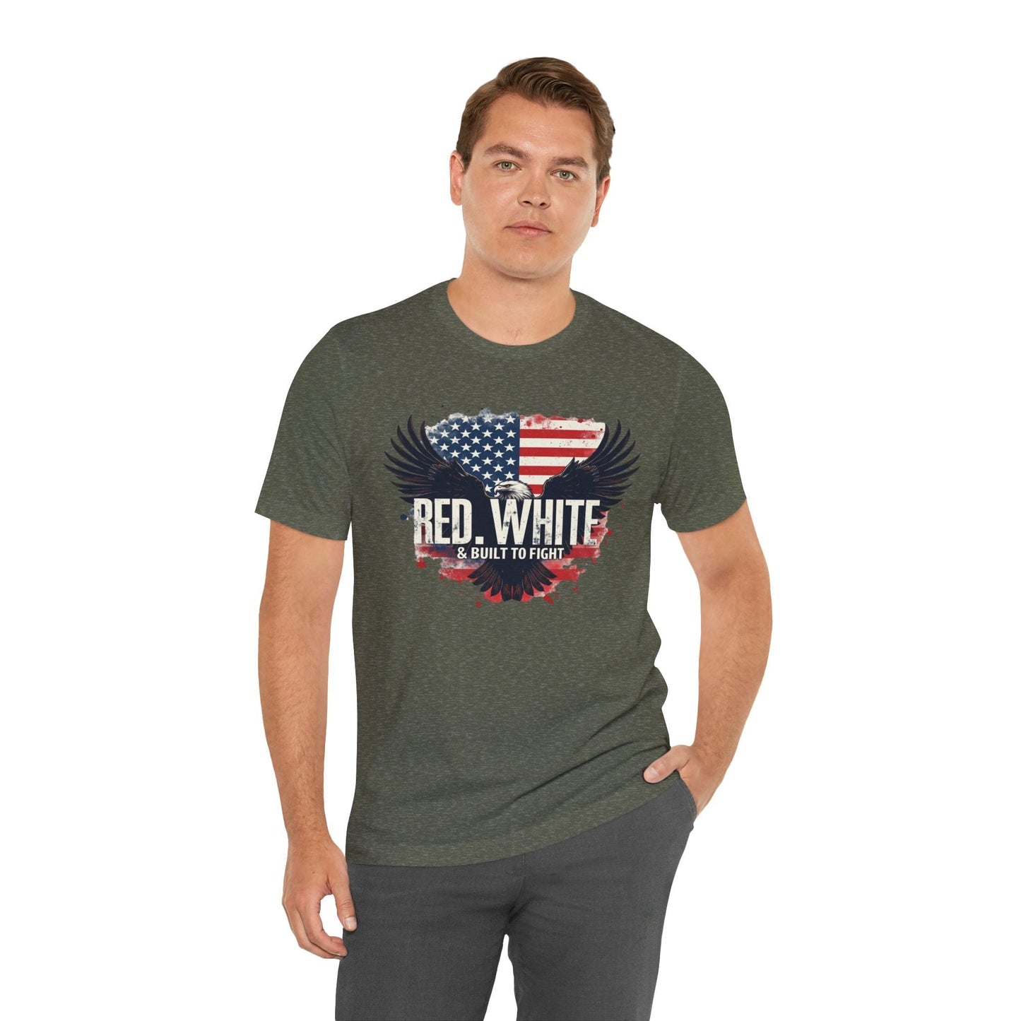 Patriotic Eagle Graphic Tee - Red, White & Built to Fight