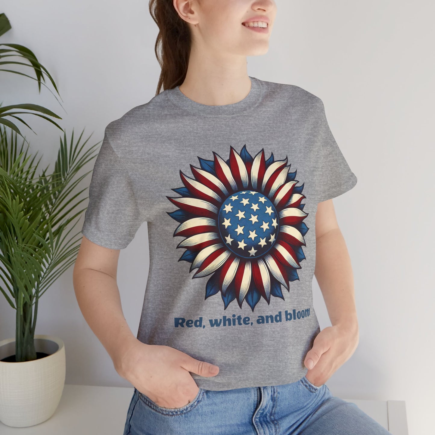 Patriotic Floral Tee - Red, White, and Bloom Unisex Jersey Short Sleeve Shirt