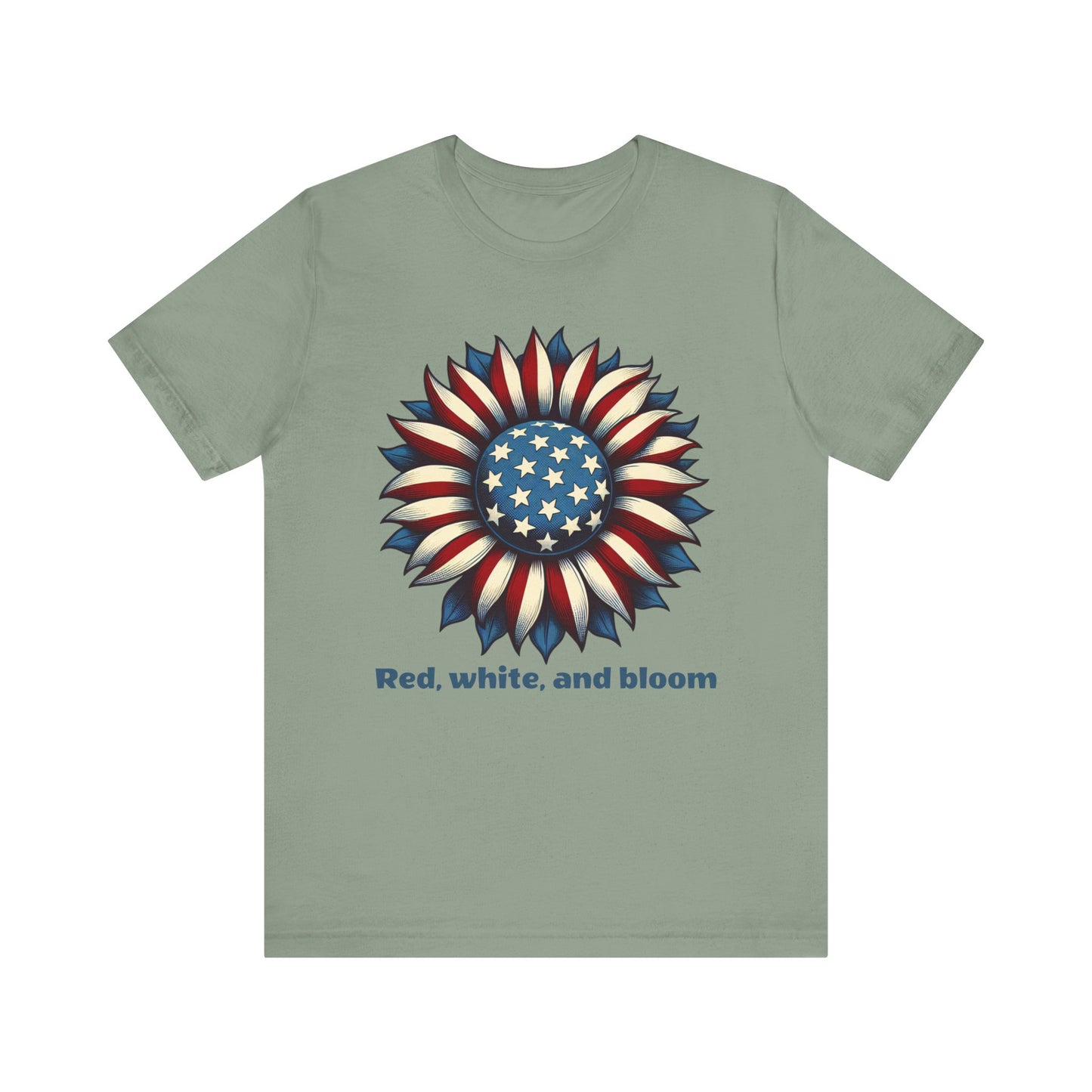 Patriotic Floral Tee - Red, White, and Bloom Unisex Jersey Short Sleeve Shirt