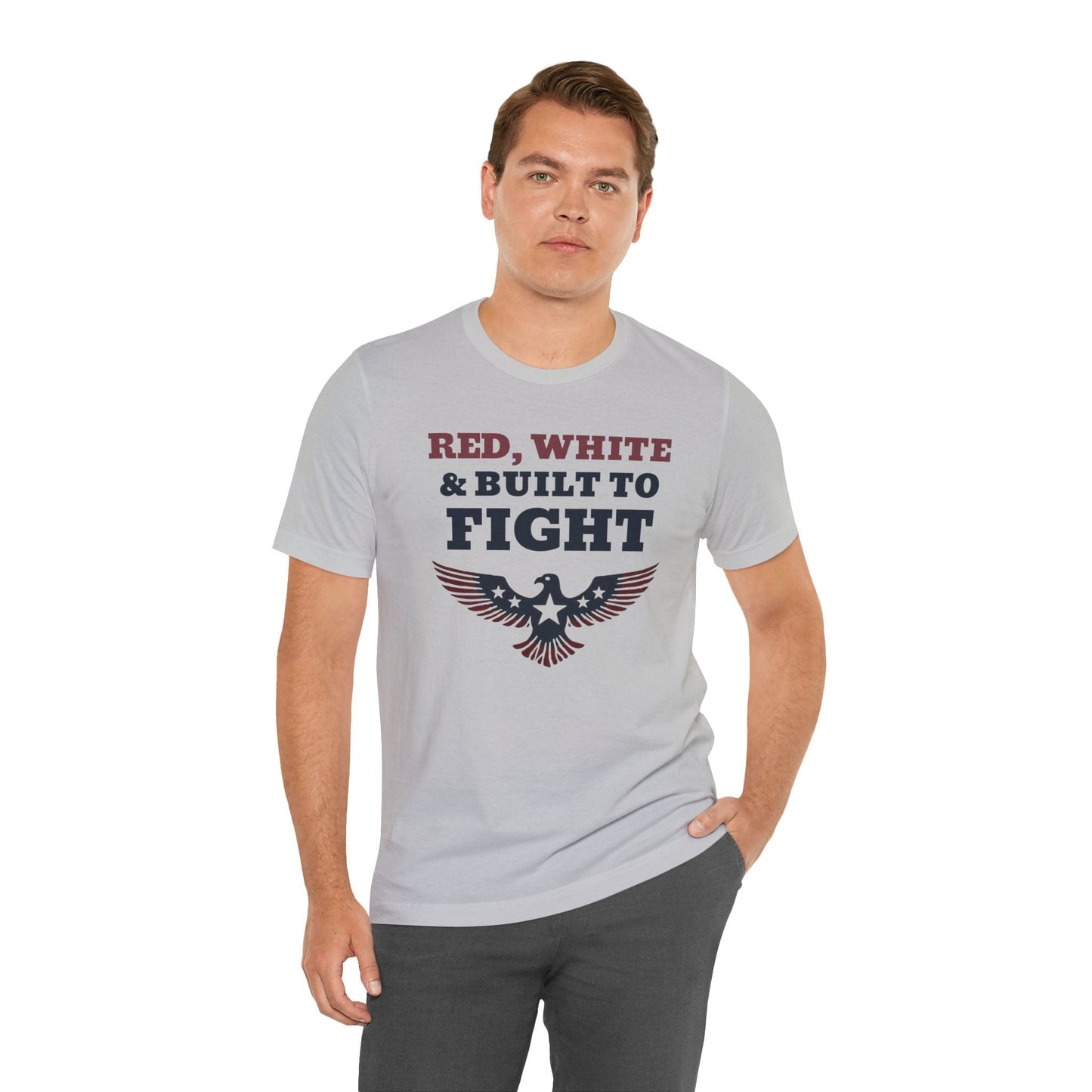 Patriotic Tee: Red White Built to Fight Unisex Jersey Short Sleeve