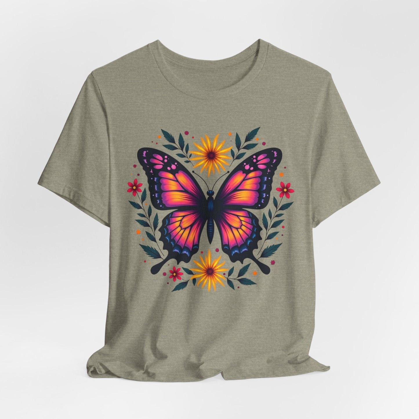 Butterfly Floral T-Shirt - Colorful Nature Inspired T-Shirt