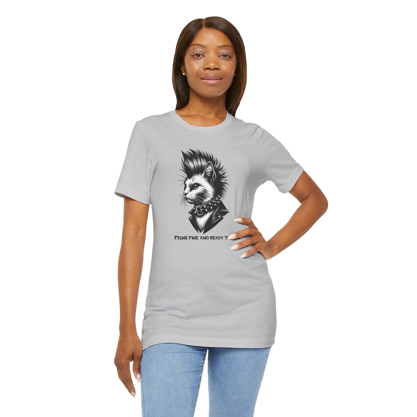 Short Sleeve Tee - Feline Fine Rocker Cat Print
