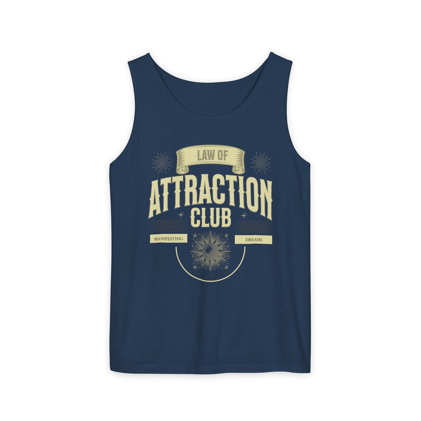 Manifesting Dreams Tank Top - Unisex Garment-Dyed Apparel for Law of Attraction Enthusiasts