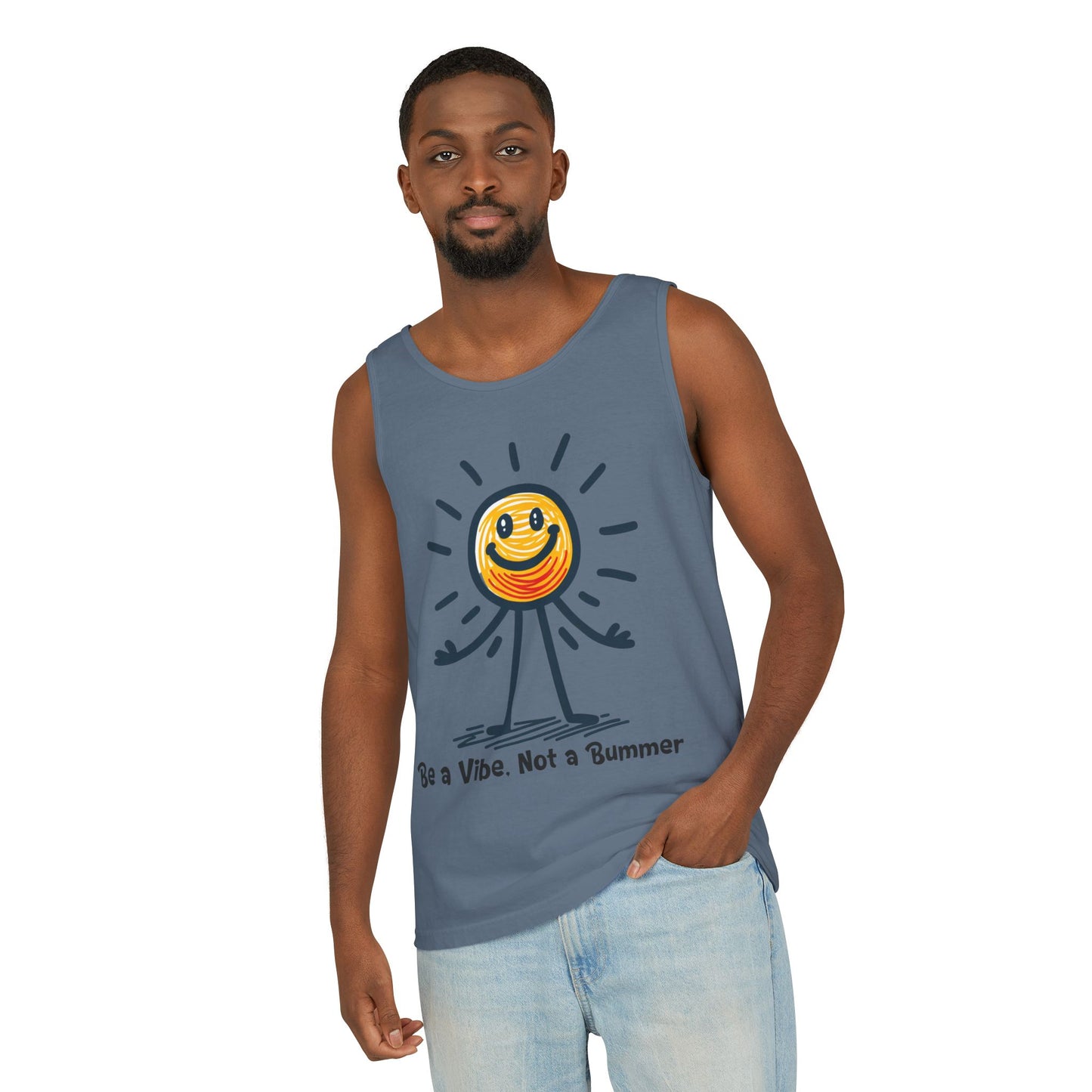 Unisex Garment-Dyed Tank Top - 'Be a Vibe. Not a Bummer' Motivational Tee