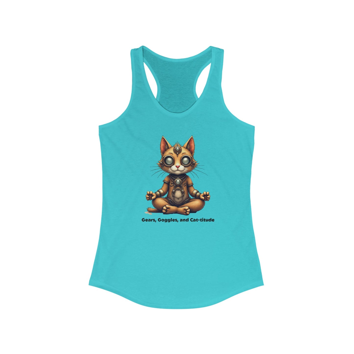 Zen Cat Racerback Tank - Gears, Goggles, and Cat-titude