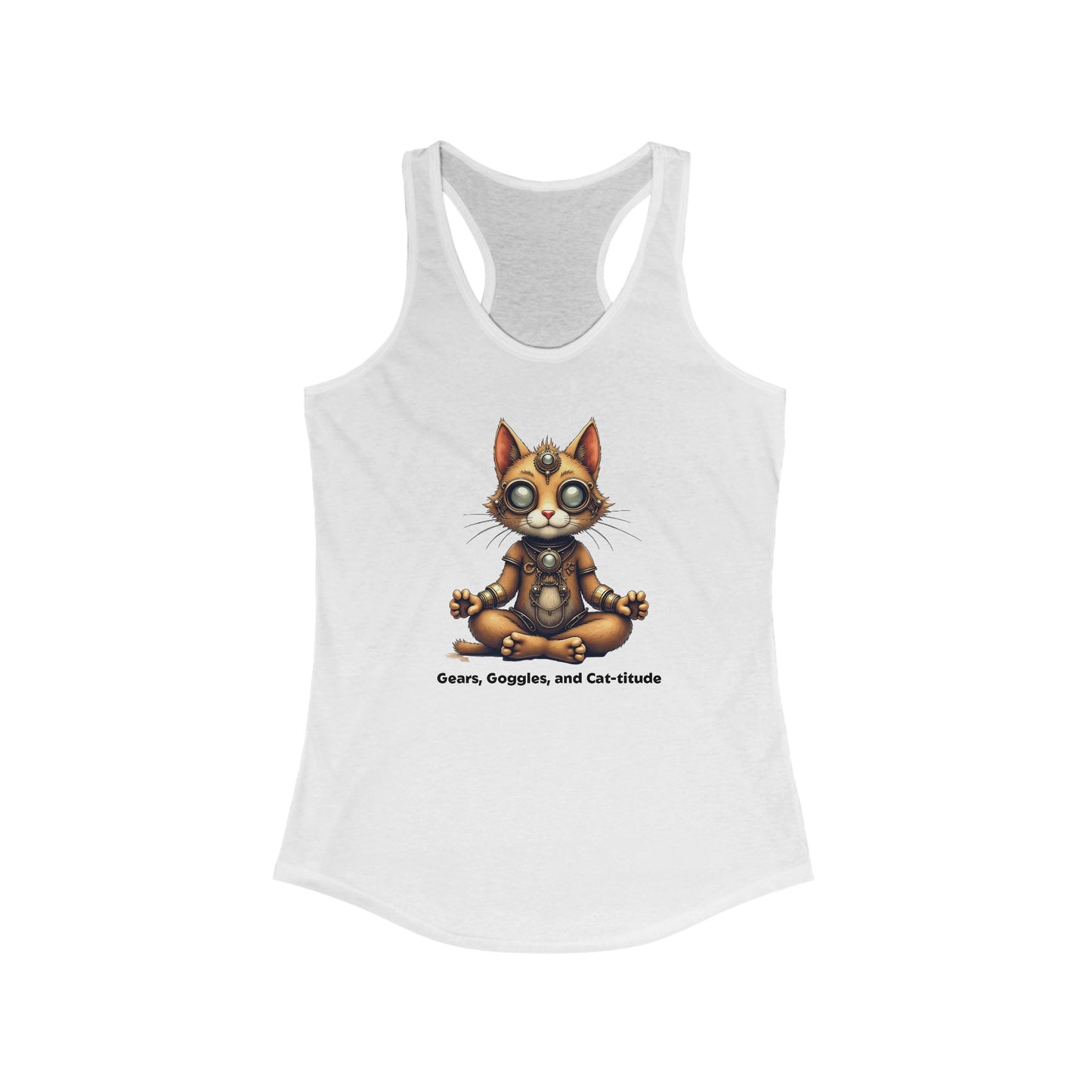 Zen Cat Racerback Tank - Gears, Goggles, and Cat-titude