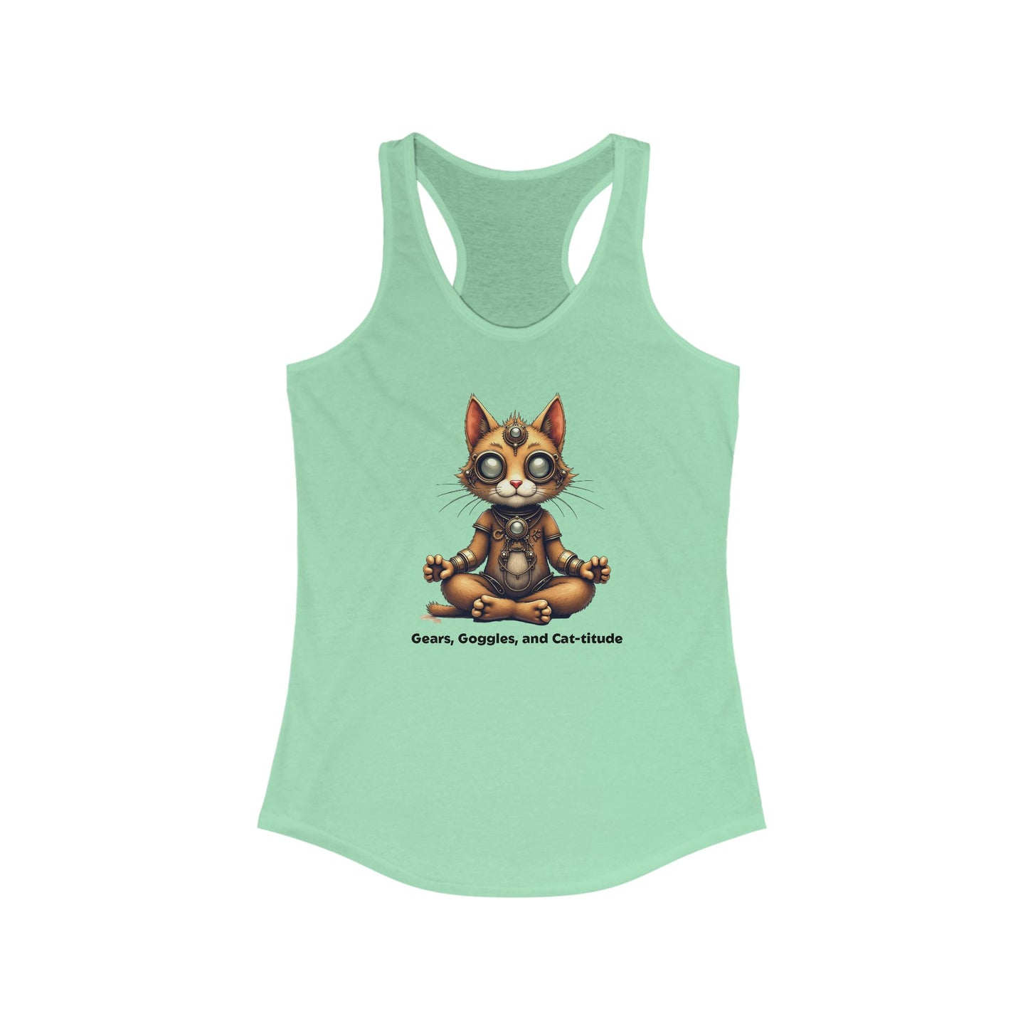 Zen Cat Racerback Tank - Gears, Goggles, and Cat-titude