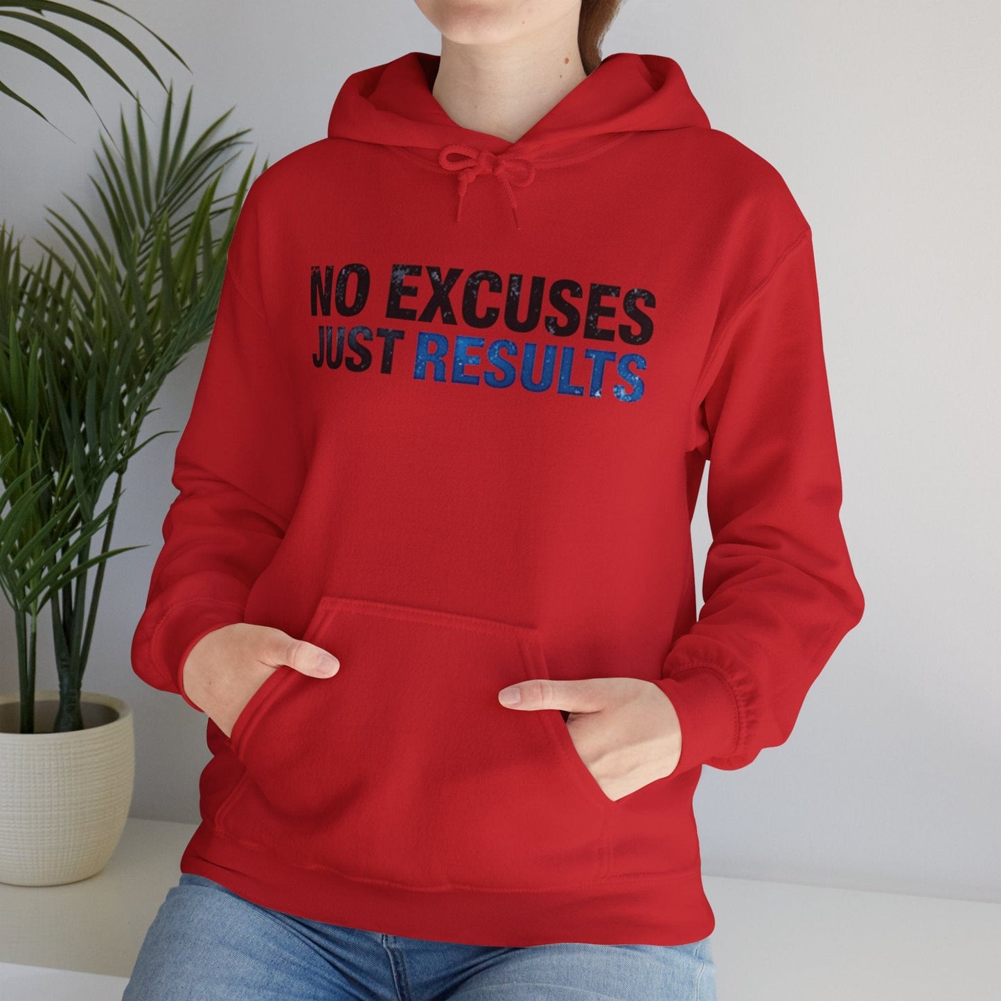 No Excuses Just Results Hooded Sweatshirt - Motivational Unisex Heavy Blend™ Hoodie