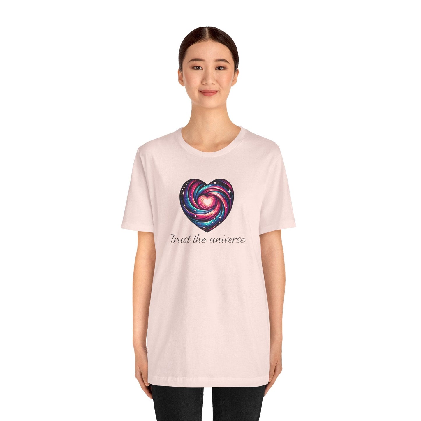 Trust the Universe Unisex Jersey Tee - Inspirational Cosmic Heart Design