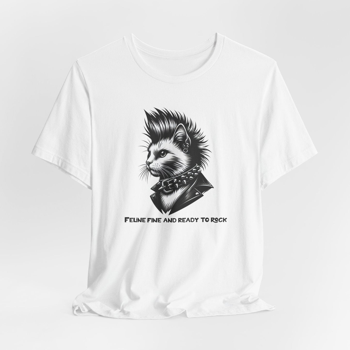 Short Sleeve Tee - Feline Fine Rocker Cat Print