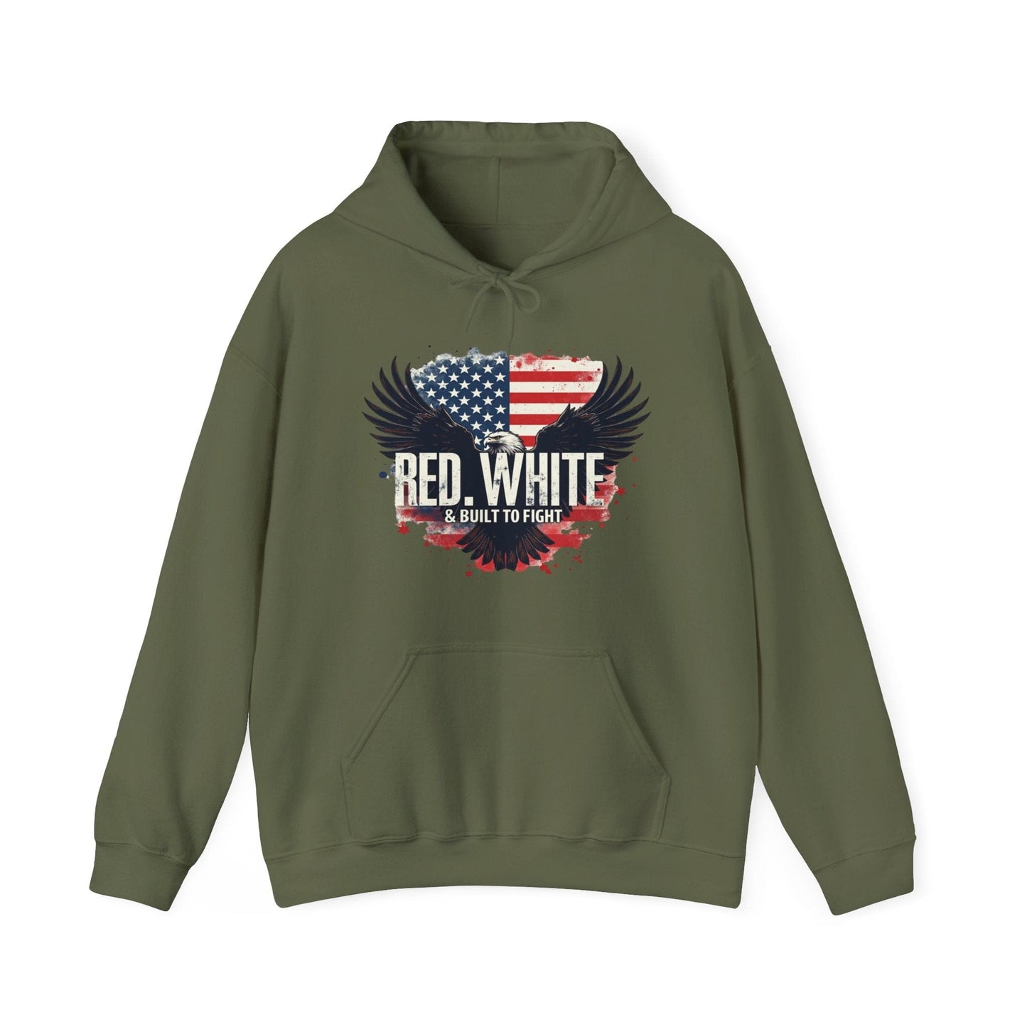 Patriotic Eagle Hoodie - Red, White & Built to Fight