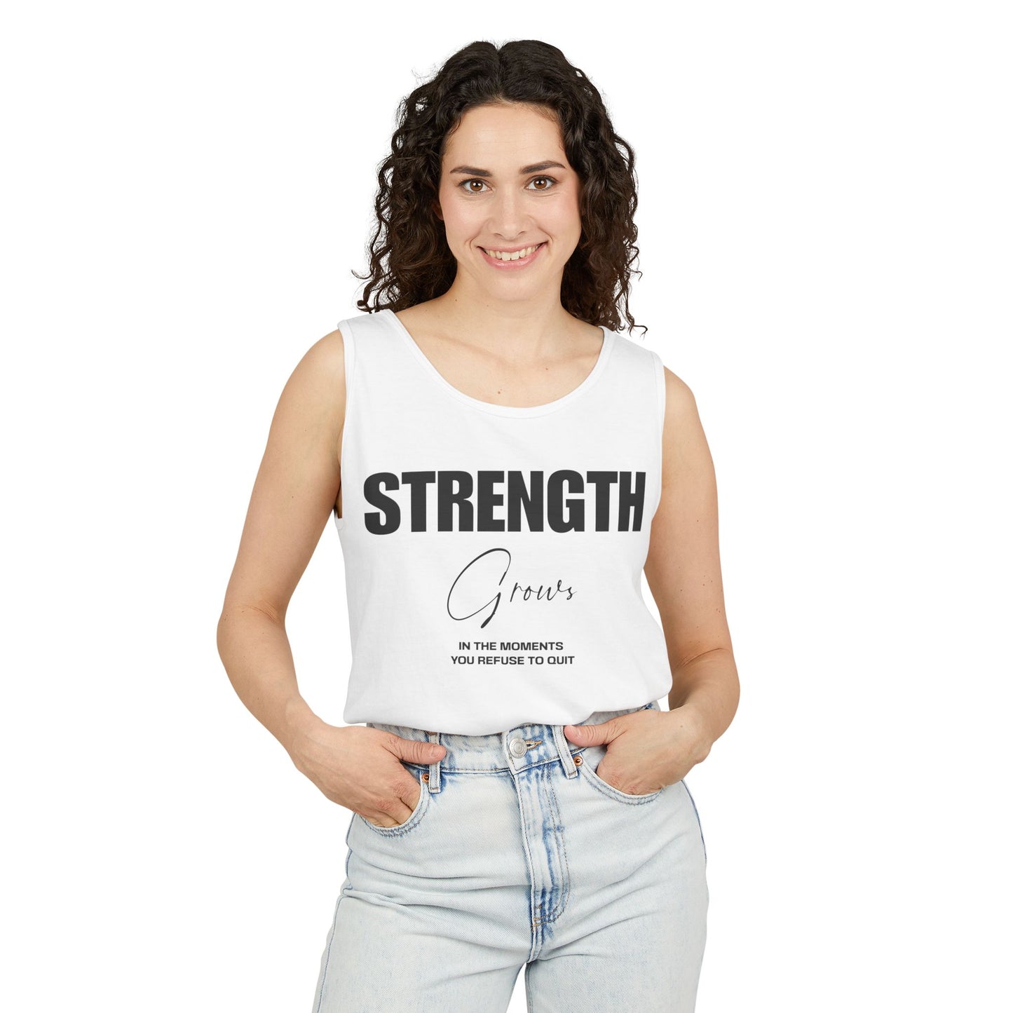 Tank Top - Strength Grows Motivational Text