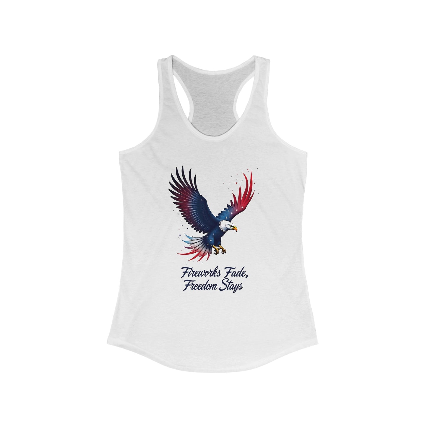 Patriotic Eagle Racerback Tank - "Fireworks Fade, Freedom Stays"