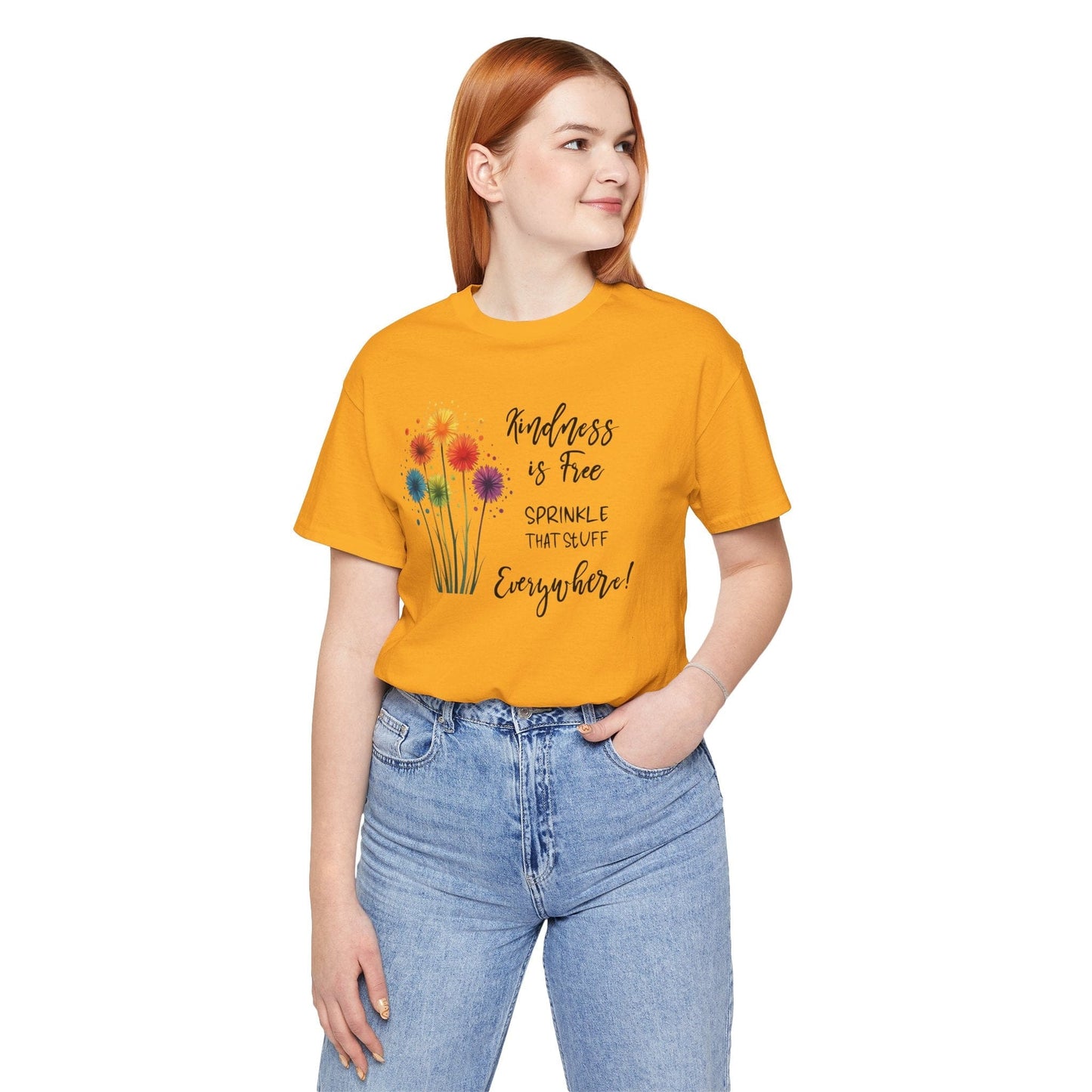 Kindness is Free Floral Tee – Unisex Short Sleeve Shirt for Positive Vibes