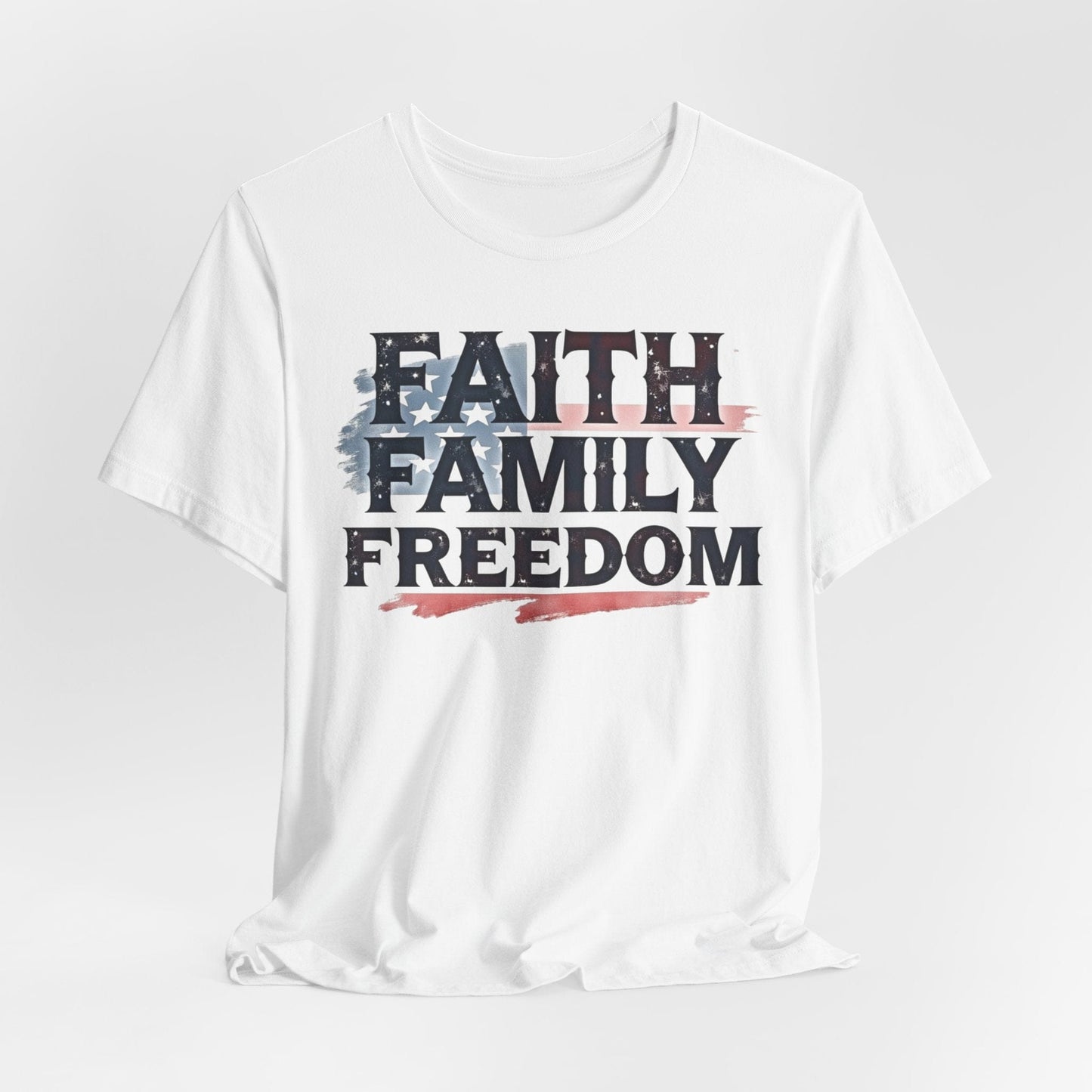 Faith Family Freedom Unisex Tee - USA Flag Graphic Shirt