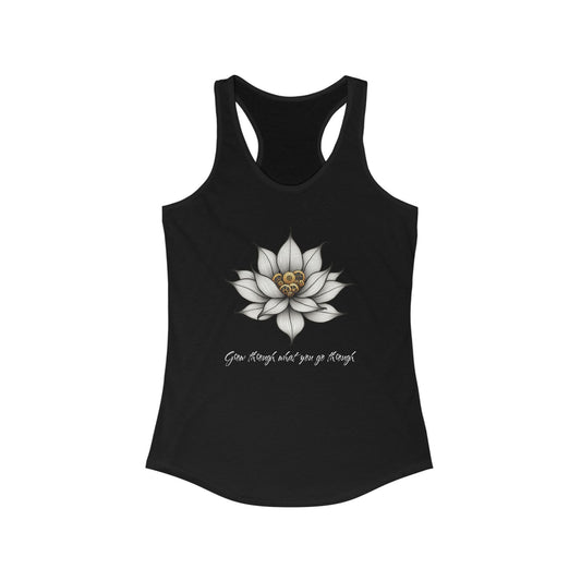 Inspirational Lotus Flower Racerback Tank Top - "Grow Through What You Go Through"